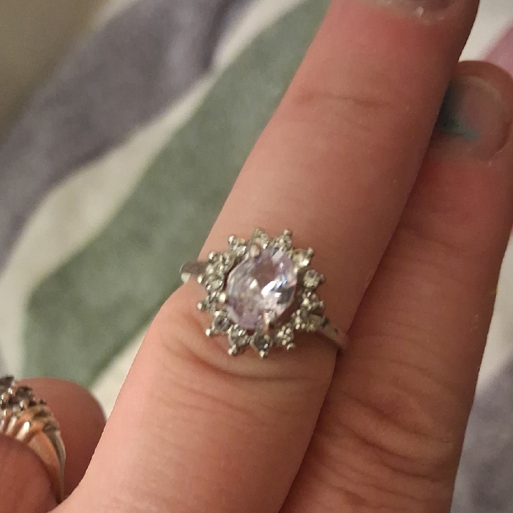 Elegant Silver and Clear Gemstone Ring